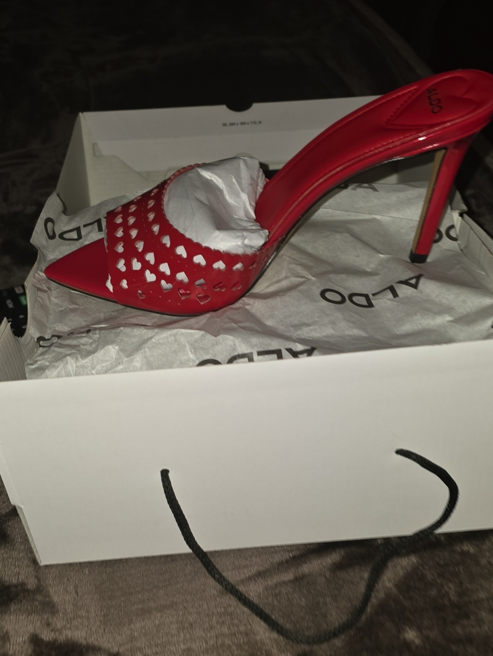 Aldo Red Heart-Cutout Pointed Toe Stiletto Mule